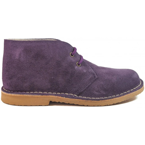 Zapatos Mujer Botines Safari Botas Pisamierdas Morado Oscuro Borreguito Violeta
