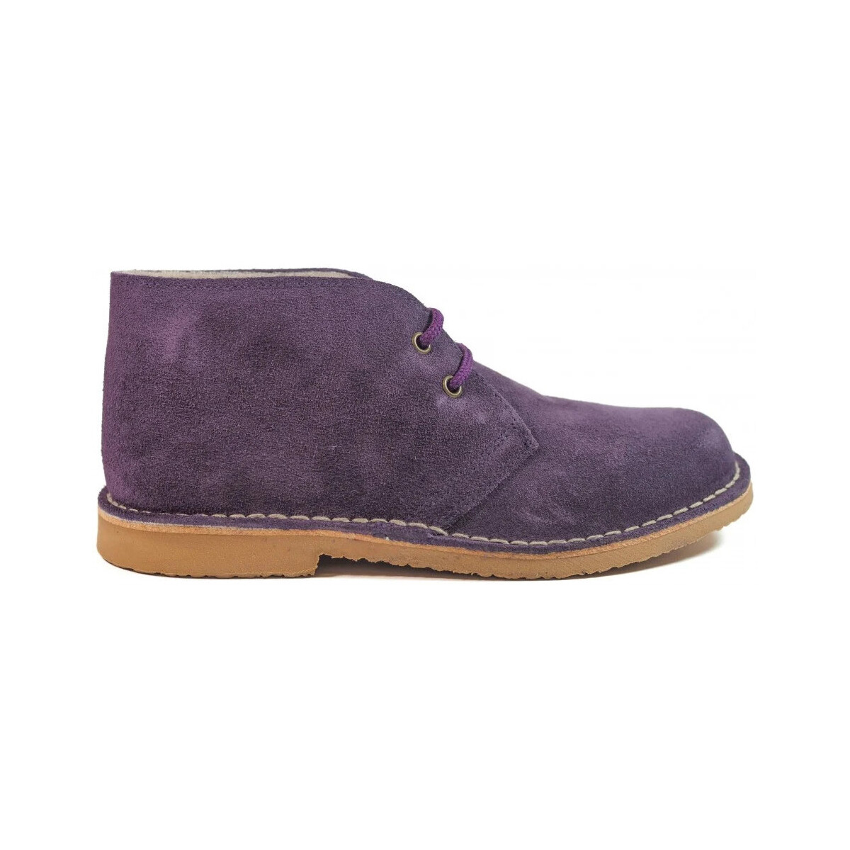 Zapatos Mujer Botines Safari Botas Pisamierdas Morado Oscuro Borreguito Violeta