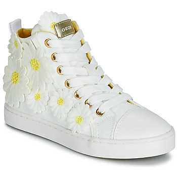 Zapatos Niña Zapatillas altas Geox JR CIAK GIRL Blanco / Flores / Amarillos