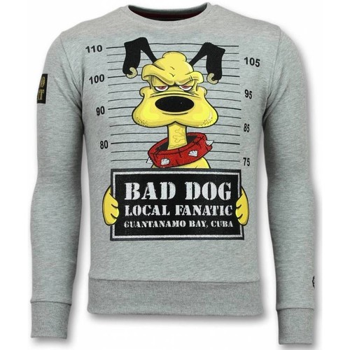 textil Hombre Sudaderas Local Fanatic Bad Dog Cartoon Rhinestone Hombre Gris