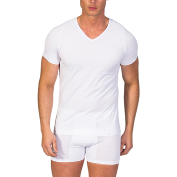 Ropa interior Hombre Camiseta interior Zd - Zero Defects Camiseta de manga corta y cuello pico algodón Egipcio Blanco