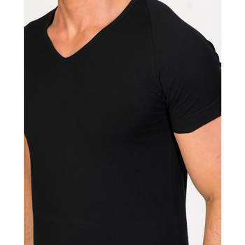 Zd - Zero Defects Camiseta de manga corta y cuello pico algodón Egipcio Negro
