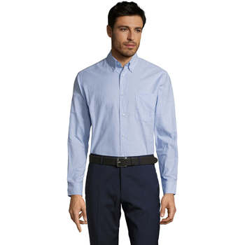 textil Hombre Camisas manga larga Sols BOSTON STYLE OXFORD Azul