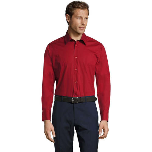 textil Hombre Camisas manga larga Sols BRIGHTON STRECH Rojo
