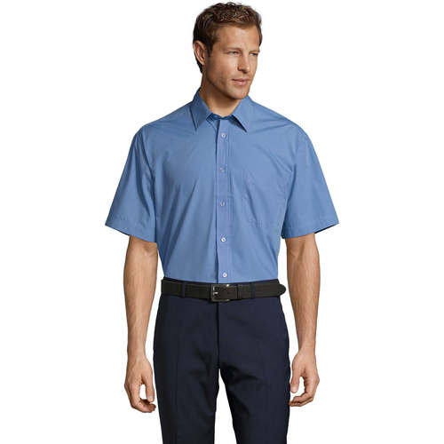 textil Hombre Camisas manga corta Sols BRISTOL MODERN WORK Azul