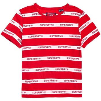 textil Mujer Tops y Camisetas Superdry COTE STRIPE TEXT TEE Rojo