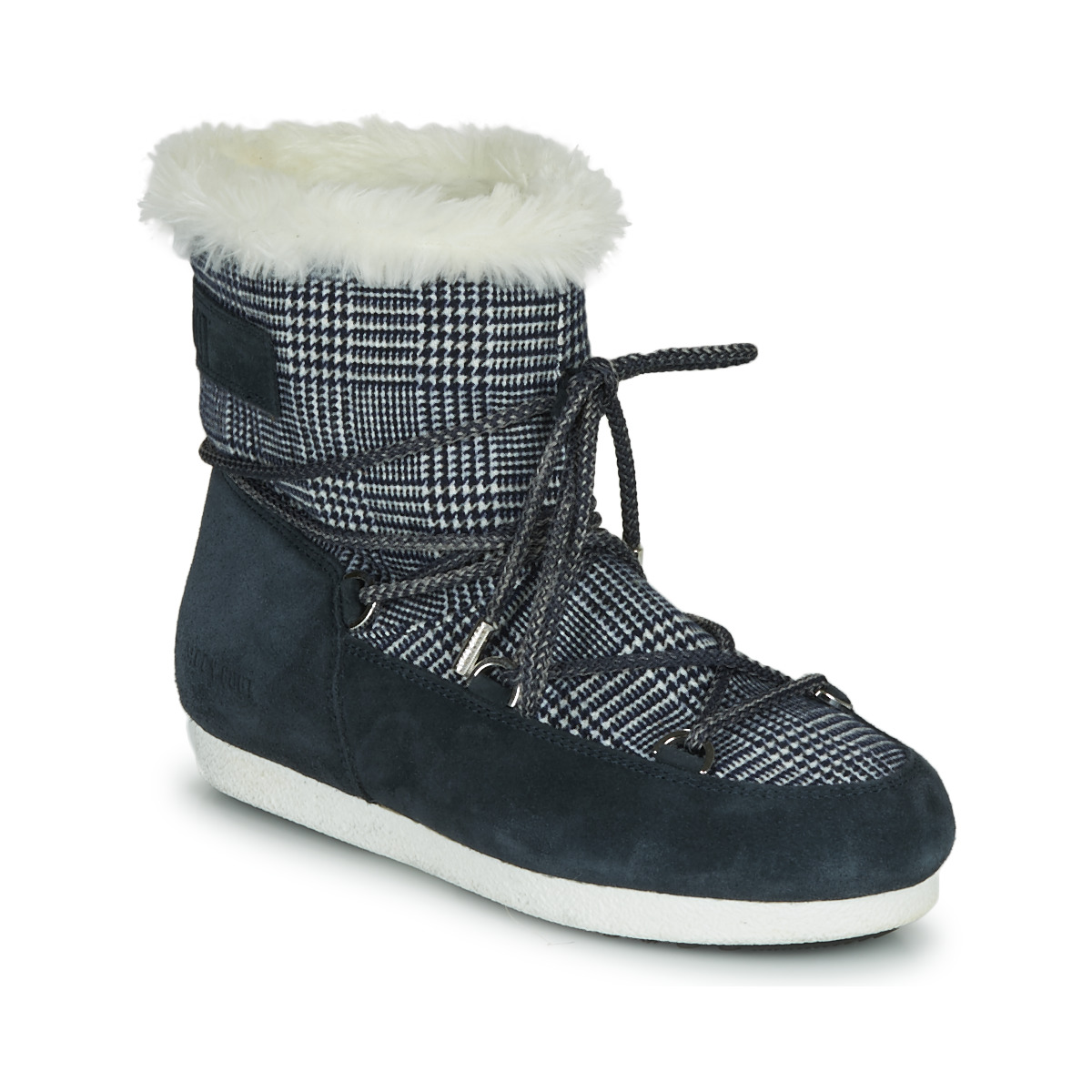 Zapatos Mujer Botas de nieve Moon Boot MOON BOOT FAR SIDE LOW FUR TARTAN Marino