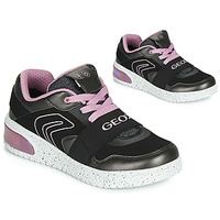Zapatos Niña Zapatillas altas Geox J XLED GIRL Negro / Rosa / Led