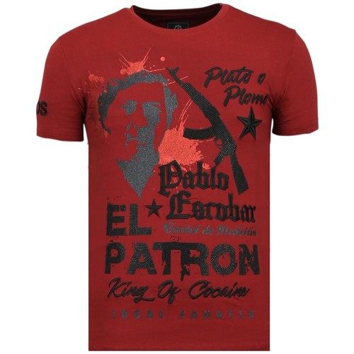 textil Hombre Camisetas manga corta Local Fanatic El Patron Pablo Rhinestone Rojo