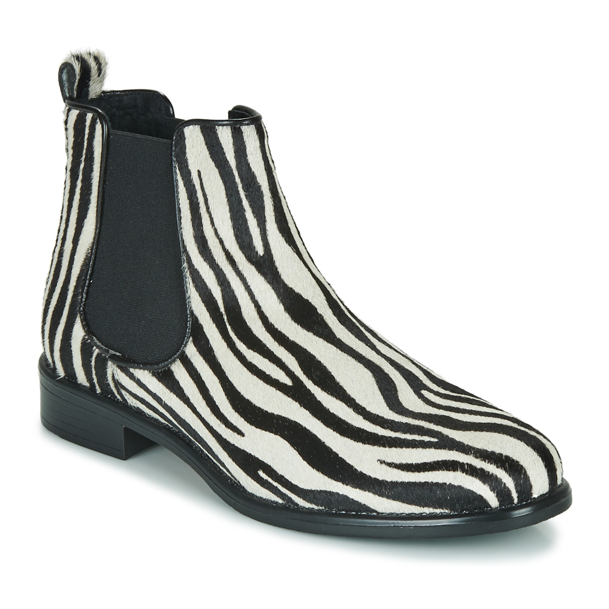Zapatos Mujer Botas de caña baja Betty London HUGUETTE Negro / Blanco / Cebra