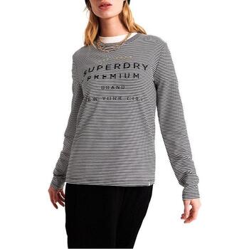 textil Mujer Tops y Camisetas Superdry DUNNE STRIPE LS GRAPHIC TOP Negro