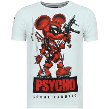 textil Hombre Camisetas manga corta Local Fanatic Psycho Mouse Rhinestone Camiseta Blanco