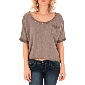 textil Mujer Tops / Blusas Sweet Company Pull Clous Dorés Taupe Marrón