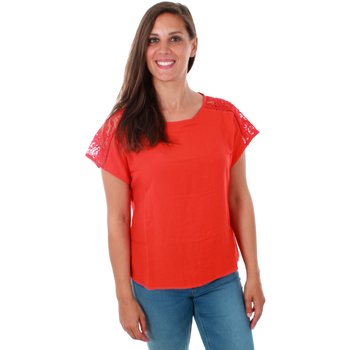 textil Mujer Camisetas manga corta Vero Moda 10213128 VMCILLE BOCA SS TOP WVN FIERY RED Rojo