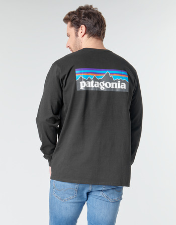textil Hombre Camisetas manga larga Patagonia M's L/S P-6 Logo Responsibili-Tee Negro