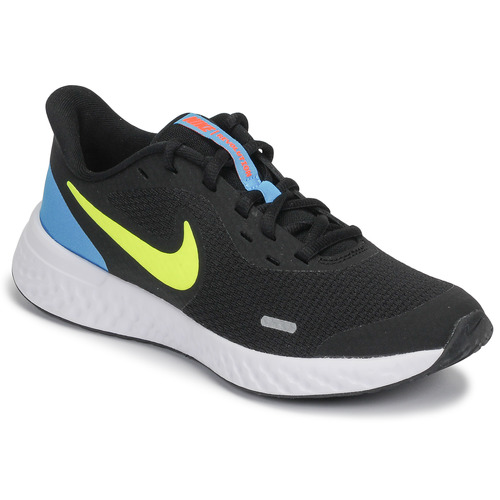 Aleta Despertar Acercarse Nike REVOLUTION 5 GS Negro / Amarillo / Azul - Zapatos Multideporte Nino  79,00 €