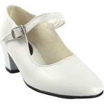 Zapato  flamenca-correa blanco