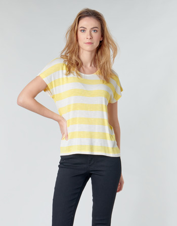 textil Mujer Camisetas manga corta Vero Moda  Amarillo / Blanco