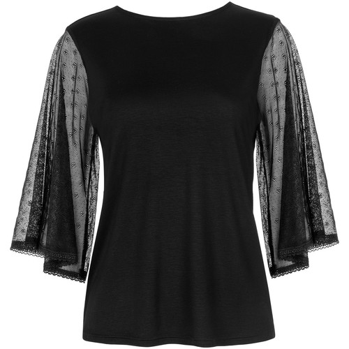 textil Mujer Camisetas manga larga Lisca Camiseta de mejilla  punto blando con mangas tres cuartos Negro