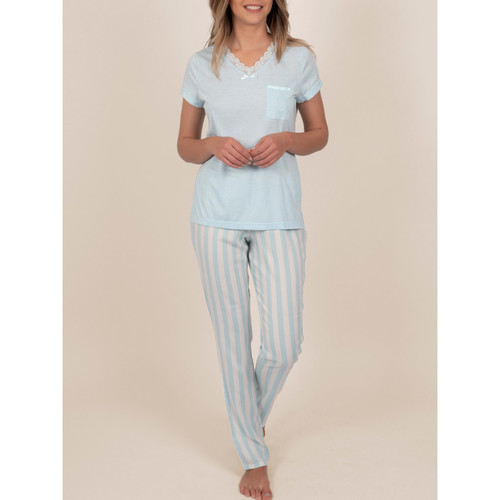 textil Mujer Pijama Admas Ropa interior pantalones de pijama camiseta Classic Stripes Azul
