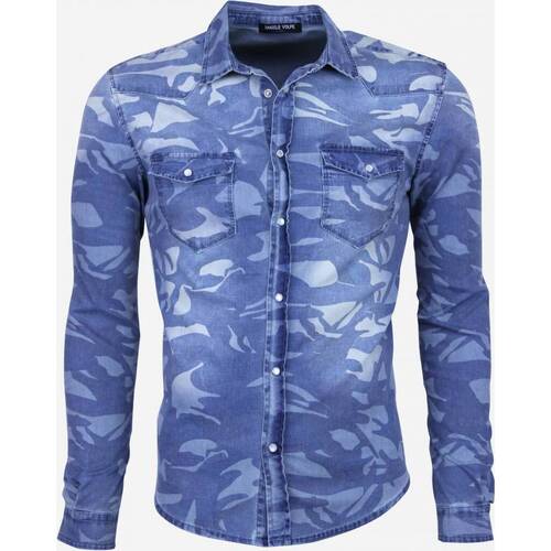 textil Hombre Camisas manga larga Daniele Volpe Tiger Print Azul