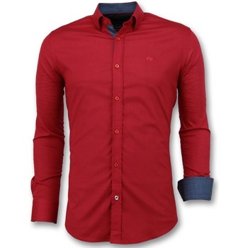 textil Hombre Camisas manga larga Tony Backer S Para S Men Blusa Slim Fit Rojo