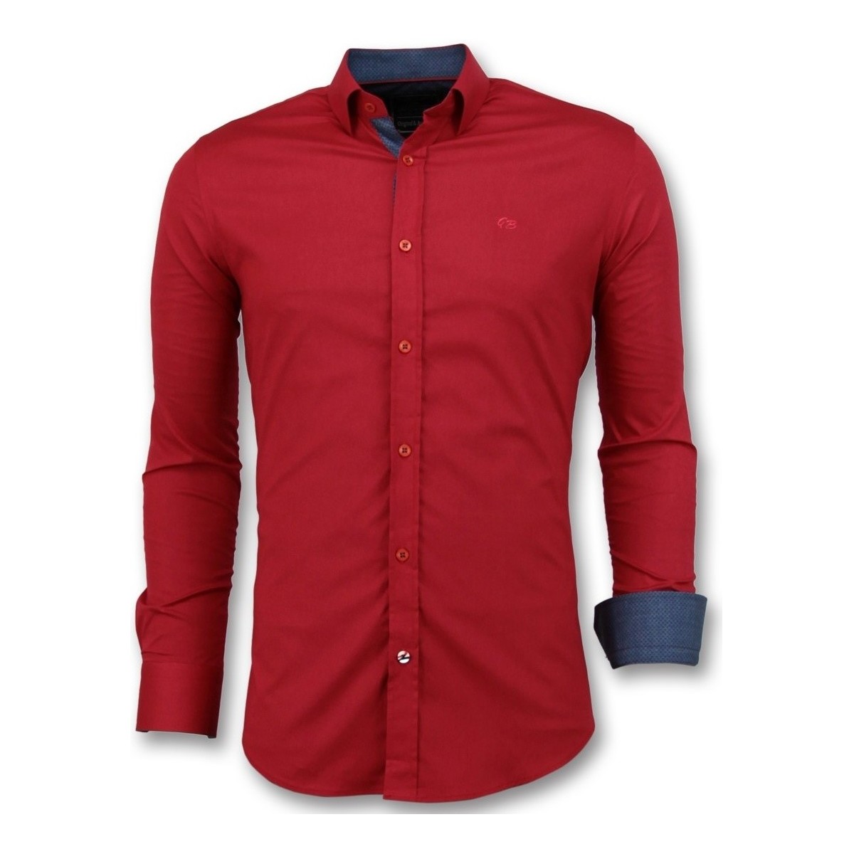 textil Hombre Camisas manga larga Tony Backer S Para S Men Blusa Slim Fit Rojo
