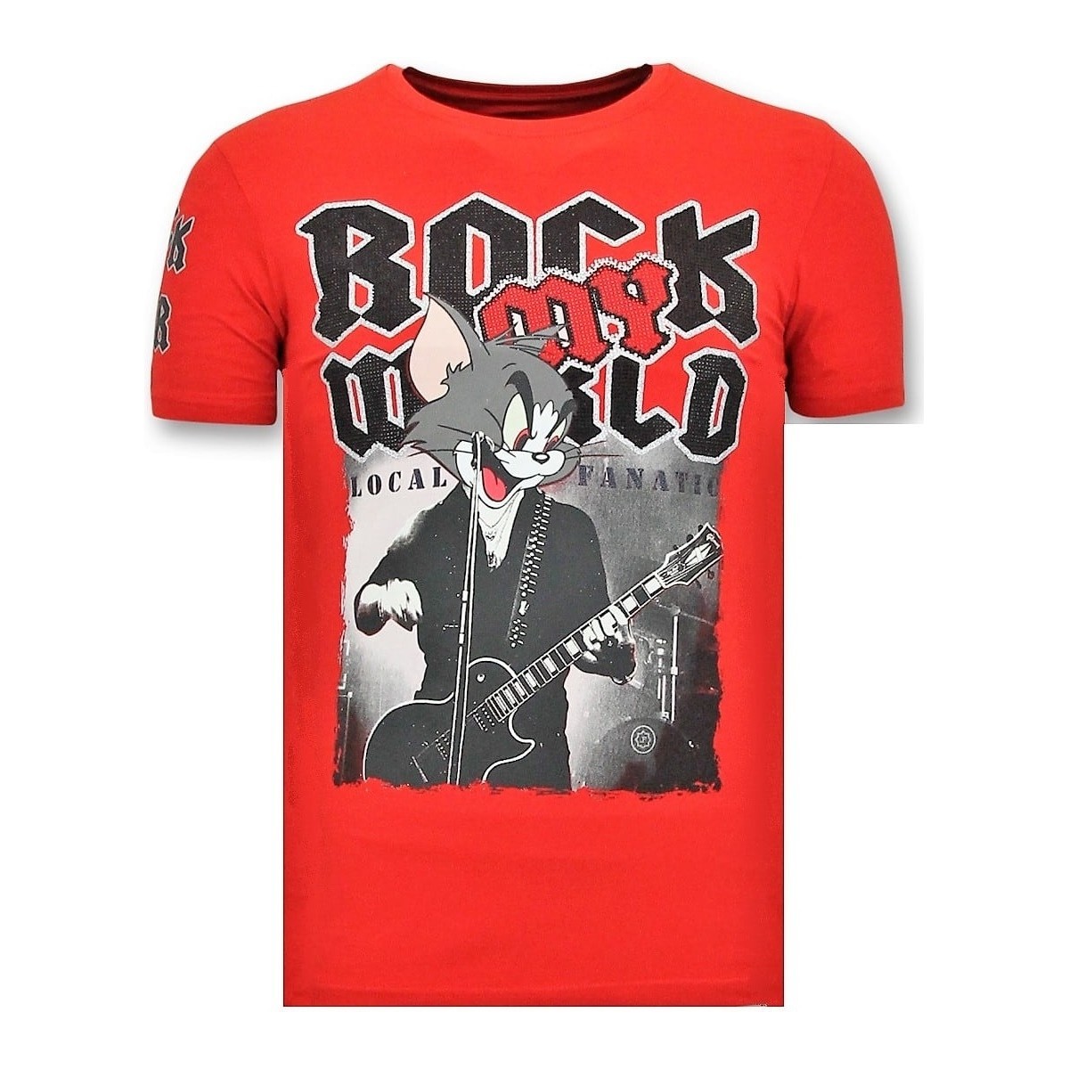 textil Hombre Camisetas manga corta Local Fanatic Camiseta Piedras Rock My World Cat Rojo