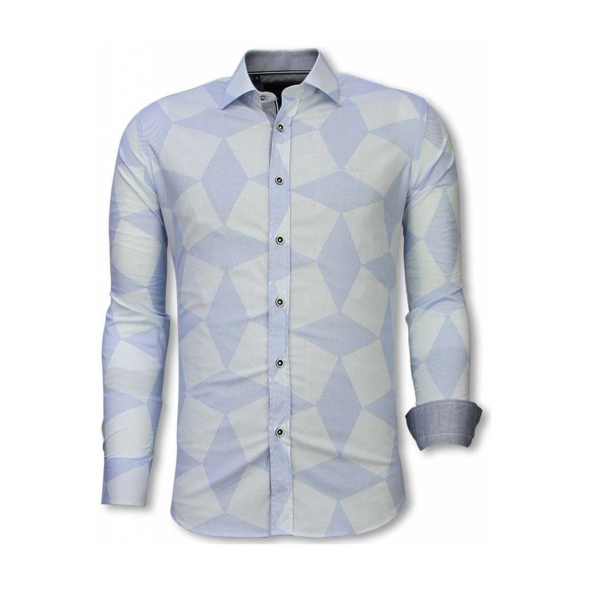 textil Hombre Camisas manga larga Tony Backer Italiana Slim Fit Line Pattern Azul