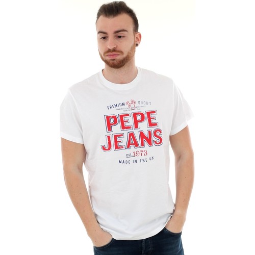 textil Hombre Camisetas manga corta Pepe jeans PM506379 NICHOLAS - 802 OPTIC WHITE Blanco