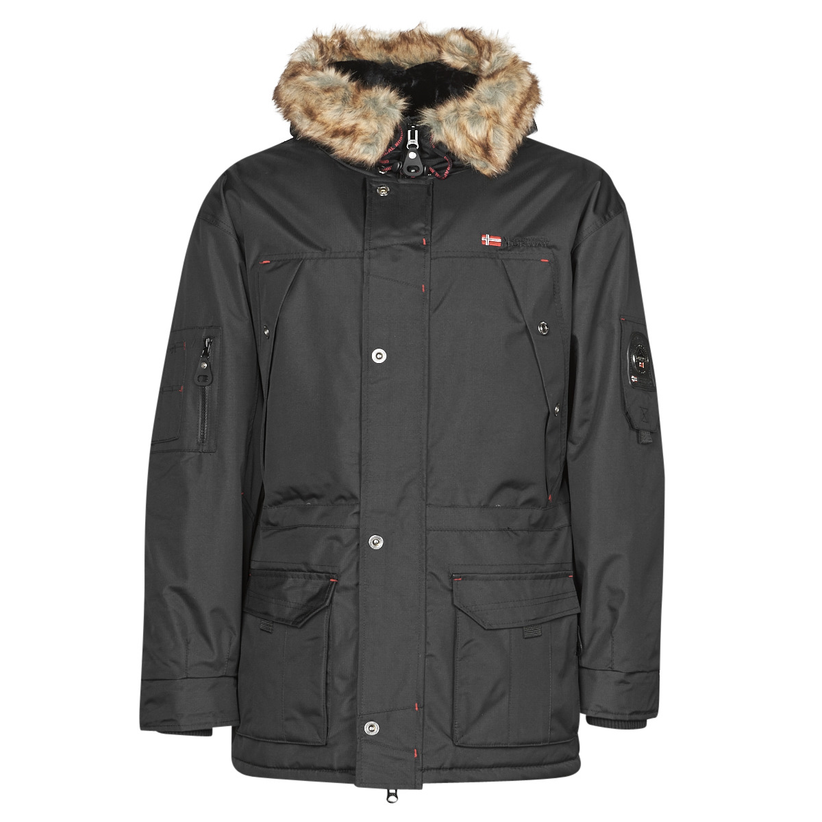 Geographical Norway - Parka para mujer con capucha (Negro, L