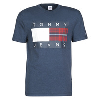textil Hombre Camisetas manga corta Tommy Jeans TJM PLAID CENTRE FLAG TEE Marino