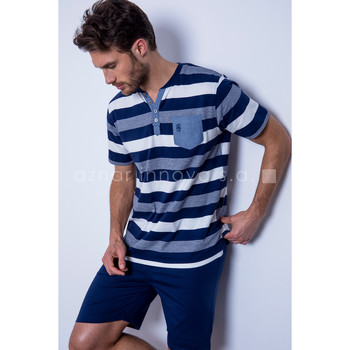 Admas Camiseta de pijamas cortos camiseta azul Grecia Azul