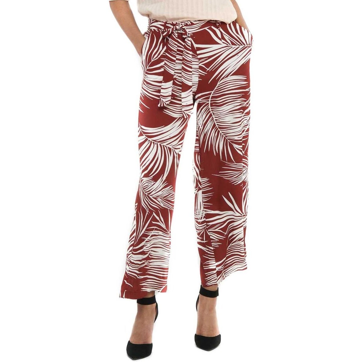 textil Mujer Pantalones Only ONLAUGUSTINA CROPPED Rojo