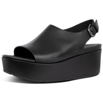 Zapatos Mujer Sandalias FitFlop ELOISE BACK STRAP LEATHER WEDGES ALL BLACK Negro