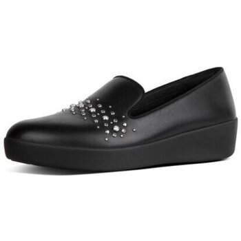 Zapatos Mujer Mocasín FitFlop AUDREY PEARL STUD SMOKING SLIPPERS BLACK Negro