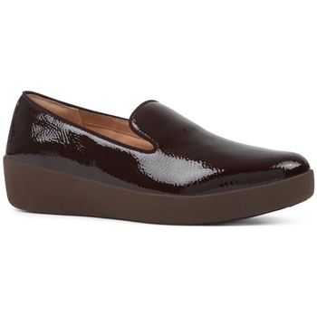 Zapatos Mujer Mocasín FitFlop AUDREY CRINKLE PATENT SMOKING SLIPPERS BERRY Negro