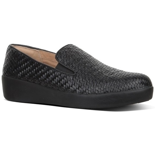 Zapatos Mujer Mocasín FitFlop SUPERSKATE TM LOAFERS WOVEN LEATHER BLACK Negro