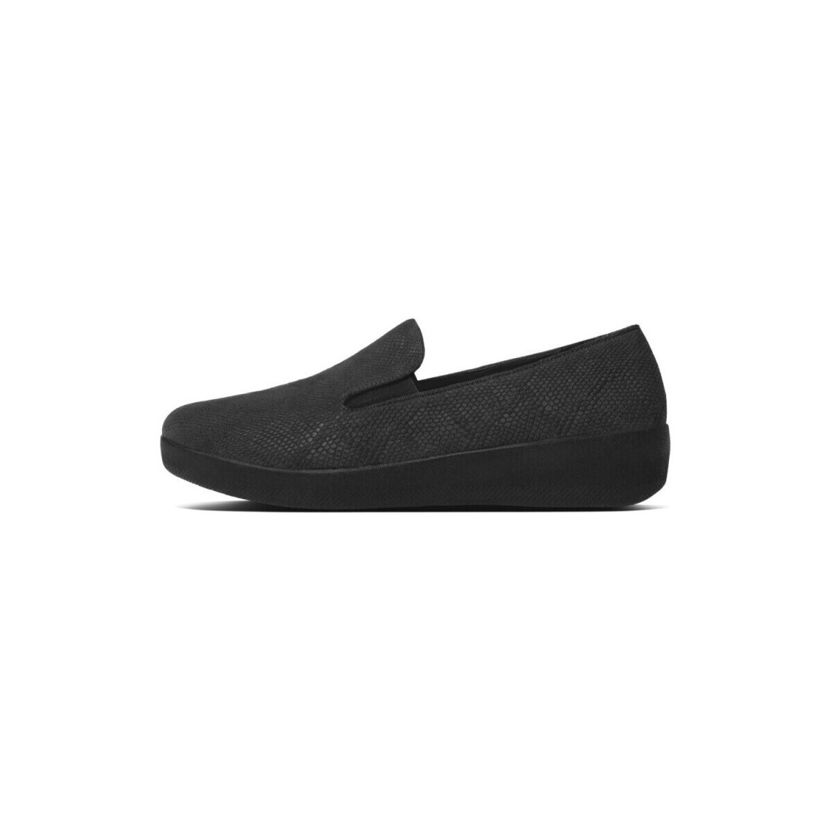 Zapatos Mujer Mocasín FitFlop SUPERSKATE TM- BLACK SNAKE EMBOSSED Negro