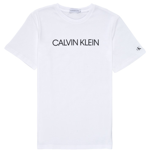 textil Niño Camisetas manga corta Calvin Klein Jeans INSTITUTIONAL T-SHIRT Blanco