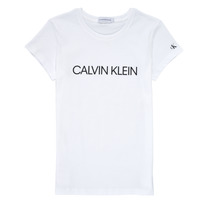 textil Niña Camisetas manga corta Calvin Klein Jeans INSTITUTIONAL T-SHIRT Blanco