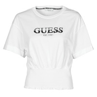 textil Mujer Camisetas manga corta Guess SS WINIFRED CROP TOP Blanco