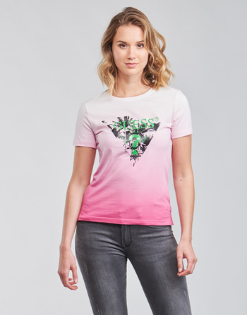 Guess SS CN PALMS TEE Rosa / Multicolor