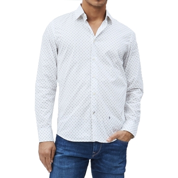 textil Hombre Camisas manga larga Pepe jeans PM306725 800 WHITE Blanco