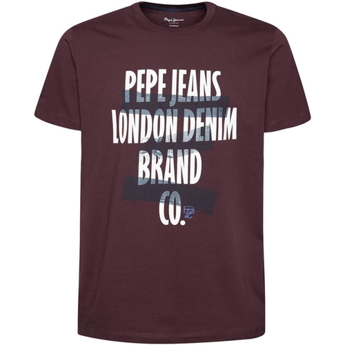 textil Hombre Camisetas manga corta Pepe jeans PM507460 490 WINE Rojo