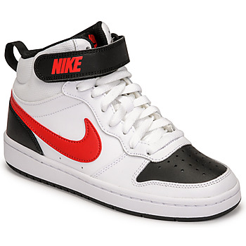 Zapatos Niños Zapatillas altas Nike NIKE COURT BOROUGH MID 2 Blanco / Rojo / Negro