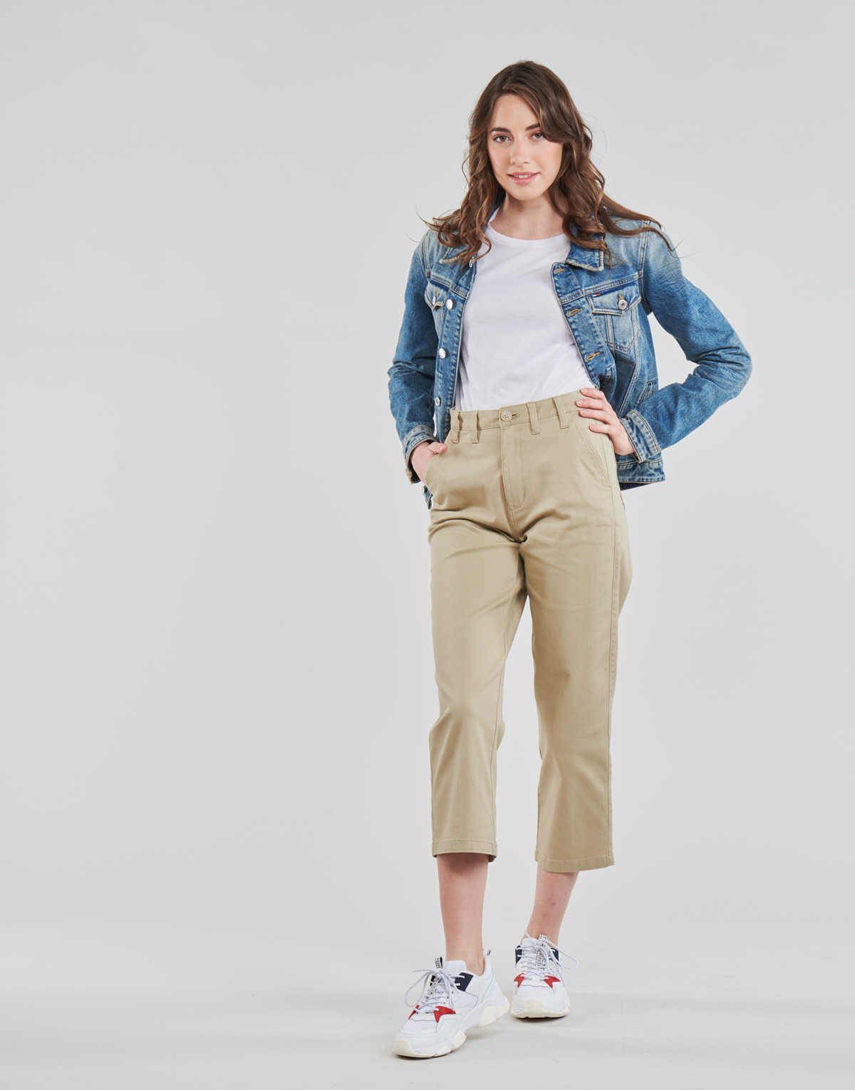 textil Mujer Pantalones chinos Tommy Jeans TJW HIGH RISE STRAIGHT Beige