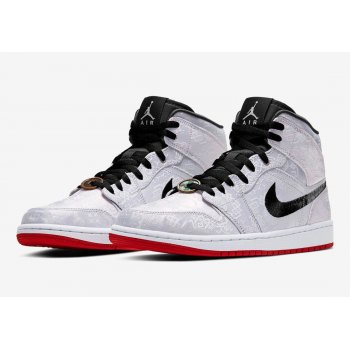 Zapatos Zapatillas altas Nike Air Jordan 1 Mid Fearless x CLOT White/Black/Red