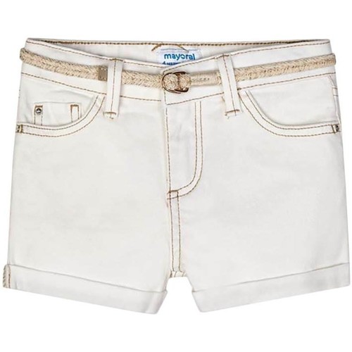 textil Niña Shorts / Bermudas Mayoral Short sarga basico Blanco