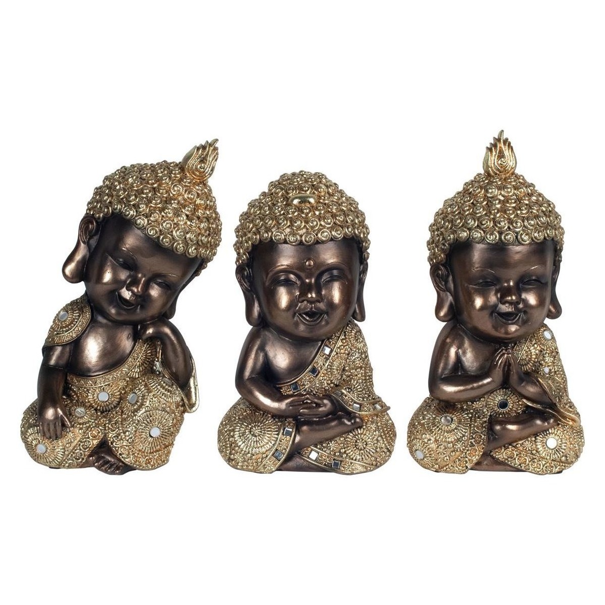 Casa Figuras decorativas Signes Grimalt Budas 3 Diferentes Dorados Negro